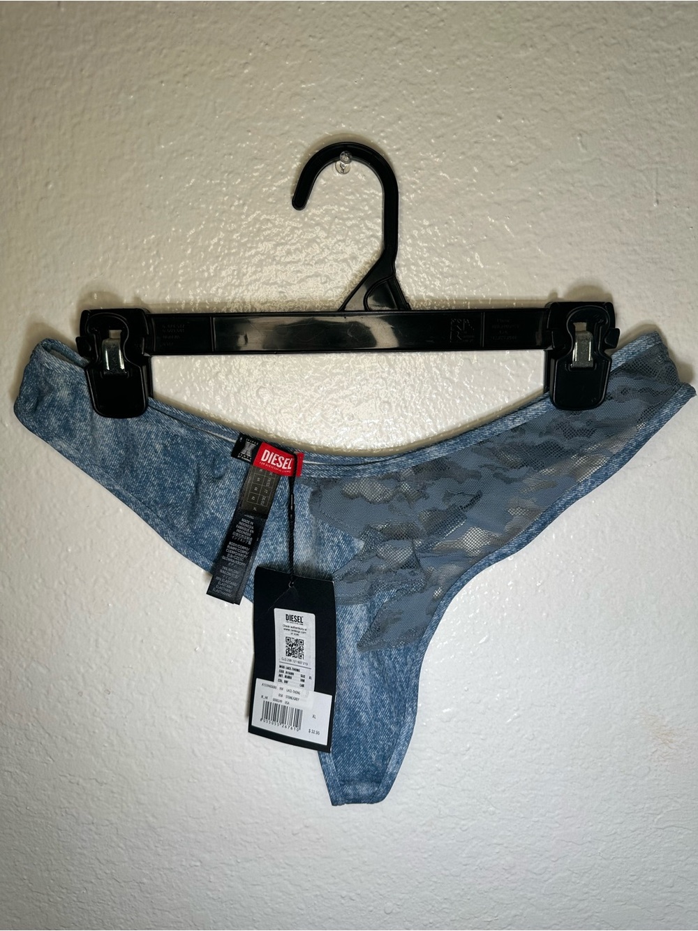 Diesel x Savage x Fenty  Light Blue Denim-Style Lace Thong
